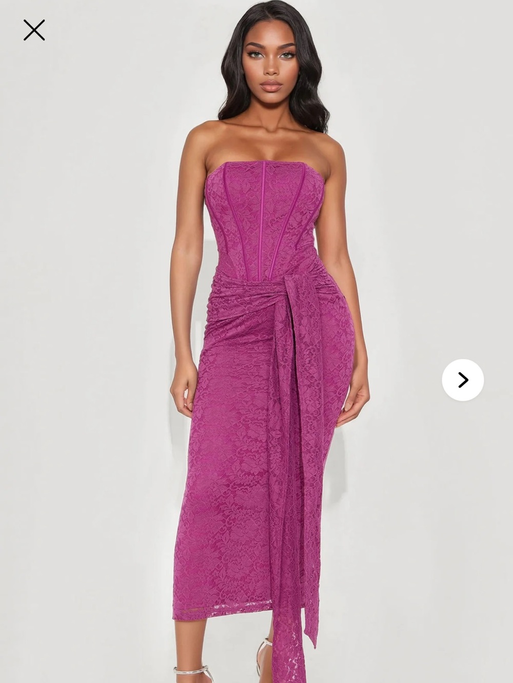 Untouchable Lace Maxi Dress in Magenta